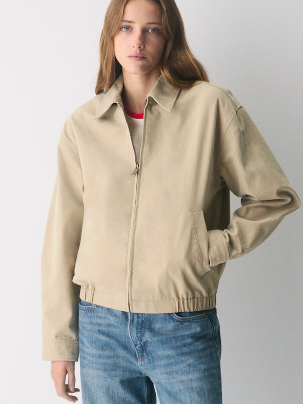 TNA Caddie Blouson Jacket in Tan (Size M)